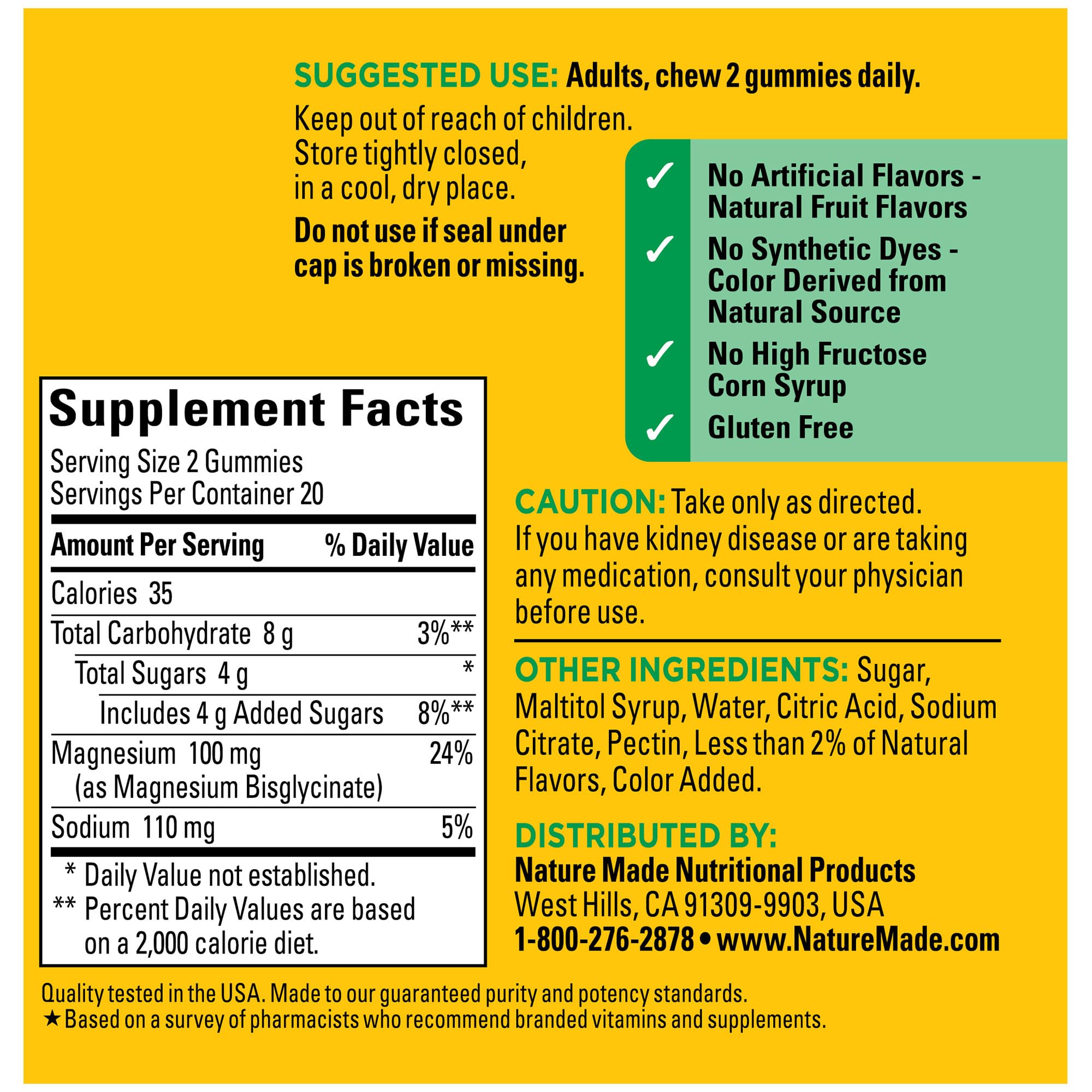 Nature Made High Absorption Magnesium Glycinate Gummies 100 mg
