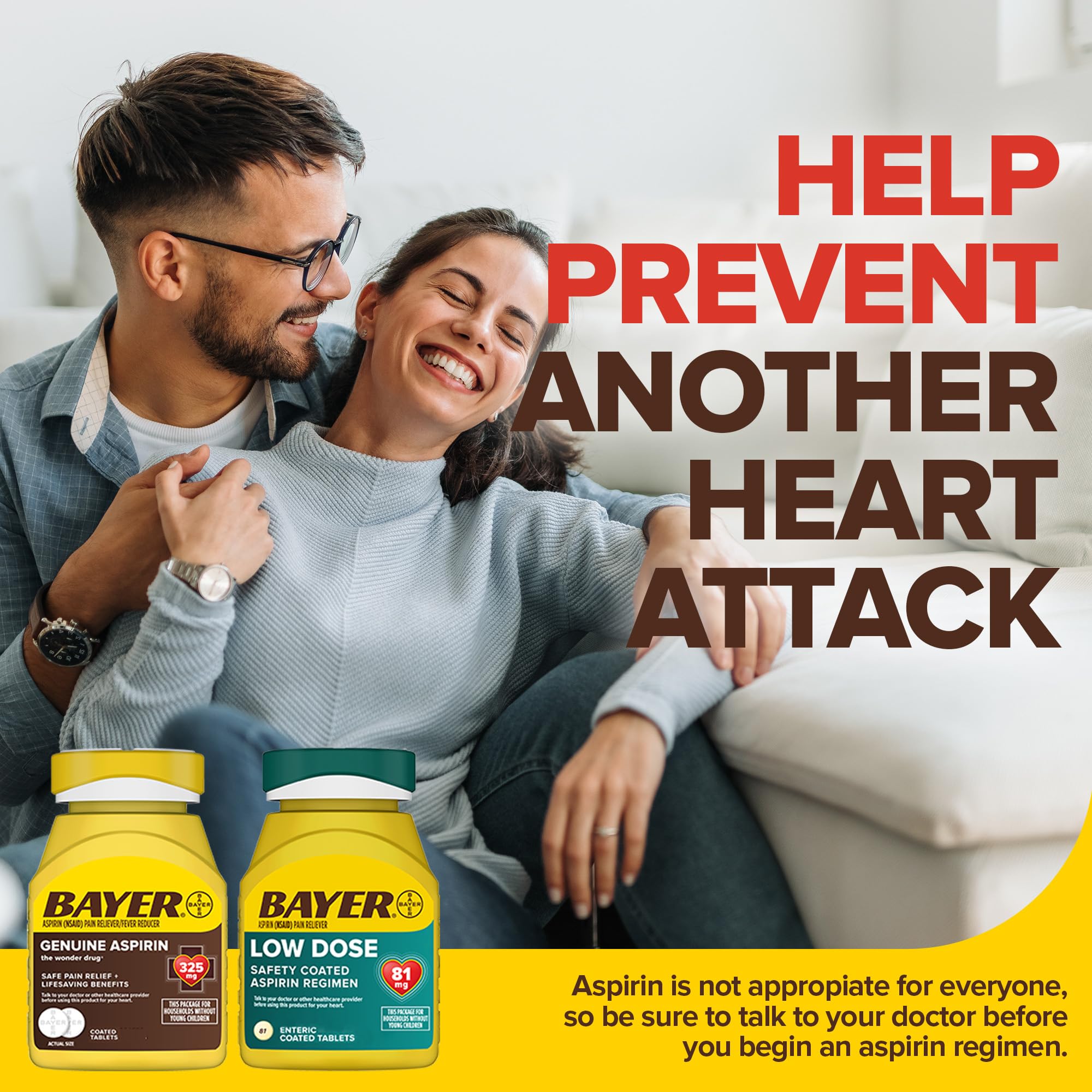 Bayer Aspirin Low Dose 81 mg, Enteric Coated Tablets, Doctor Recommended, Secondary Prevention of Cardiovascular Disease, 300 Safety Coated Tablets