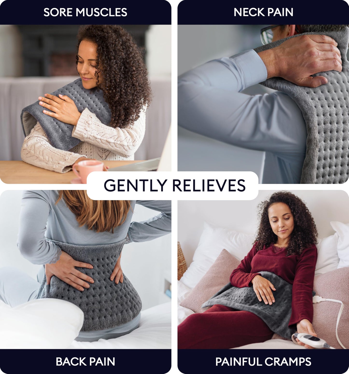 Large Electric Heating Pad for Back Pain & Cramps Relief