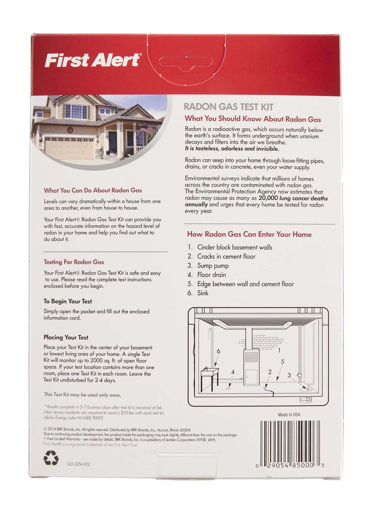 First Alert Radon Gas Test Kit, RD1