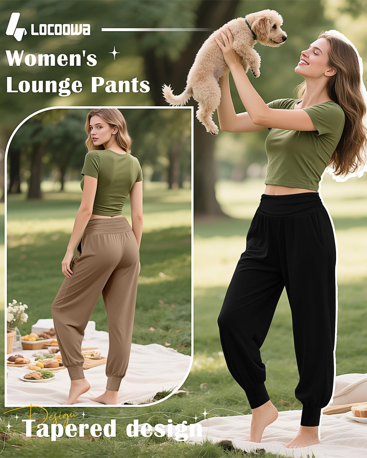 2 Pack Women's Yoga Joggers, Cozy Sweatpants