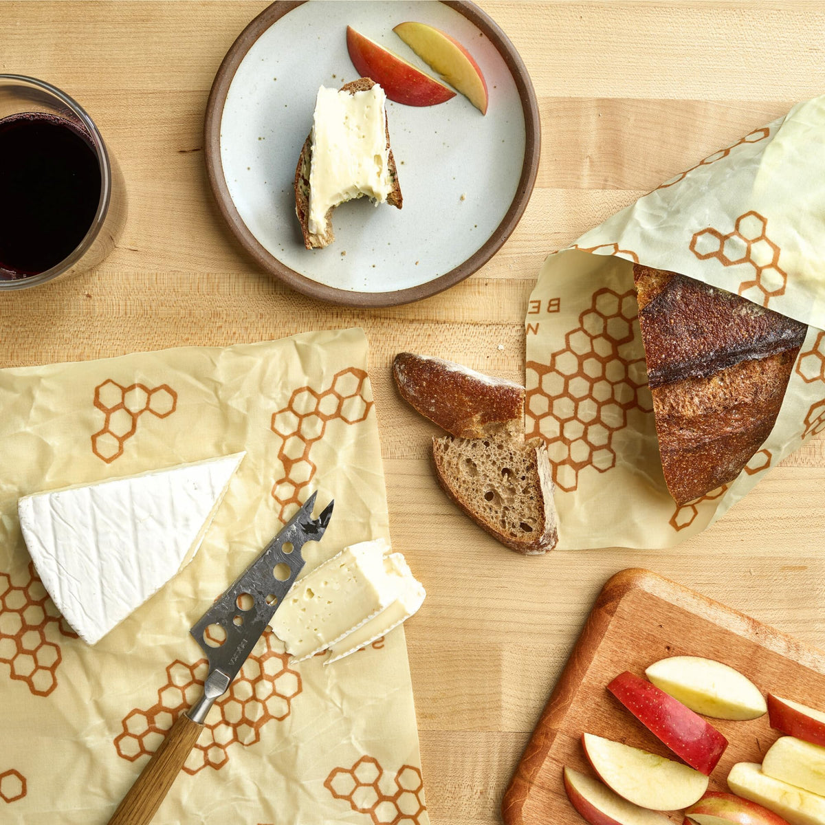 Bee's Wrap Beeswax Wraps for Food - Honeycomb 3 Pack
