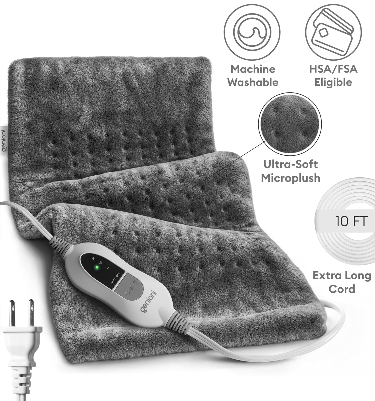 Large Electric Heating Pad for Back Pain & Cramps Relief