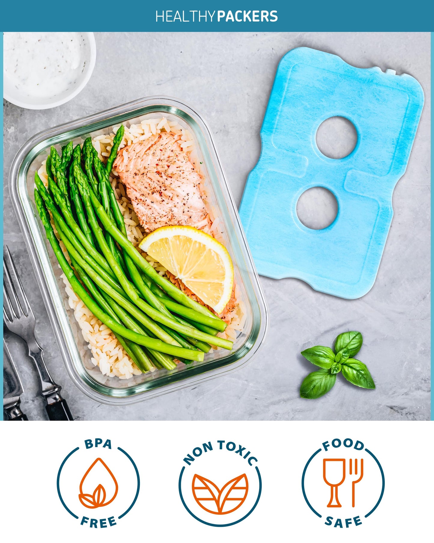 Healthy Packers Ice Packs for Lunch Boxes & Coolers - Freezer Packs (Set of 4)