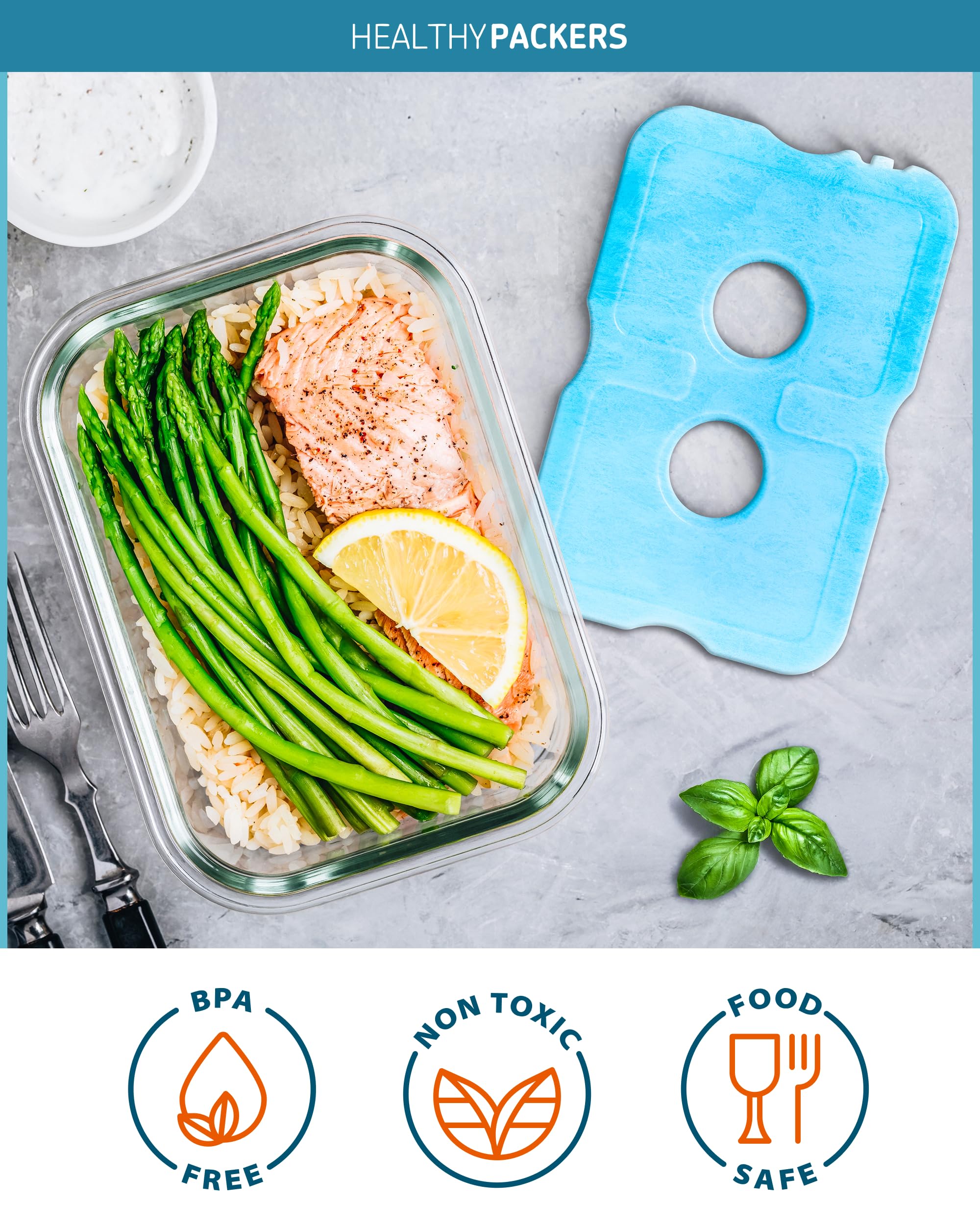 Healthy Packers Ice Packs for Lunch Boxes & Coolers - Freezer Packs (Set of 4)