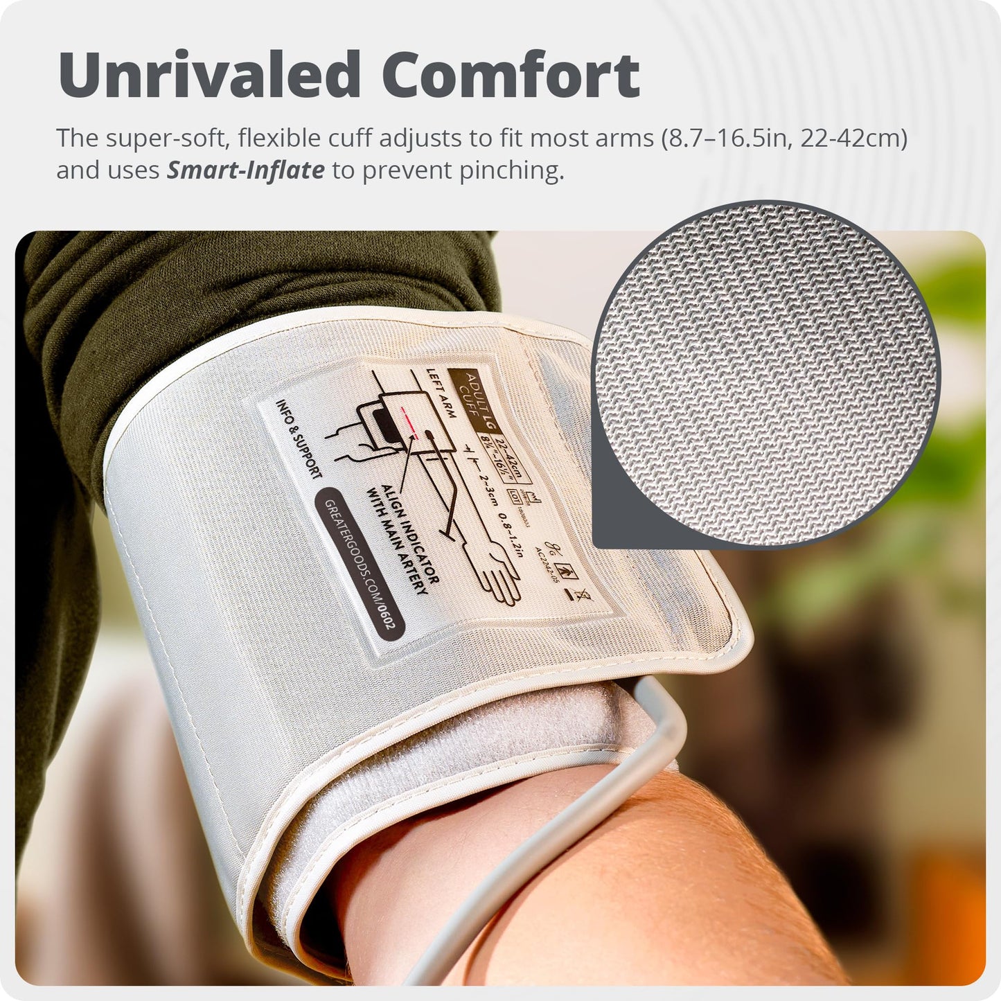 Greater Goods Blood Pressure Monitor - Complete BP Machine Kit with Wall Adapter and Premium Comfort Cuff