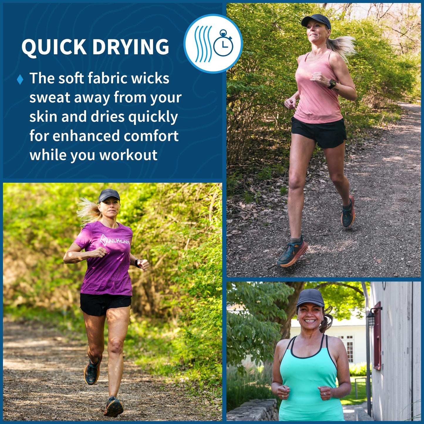 TrailHeads UV Protection Running Hats for Women - 50+ UPF Caps