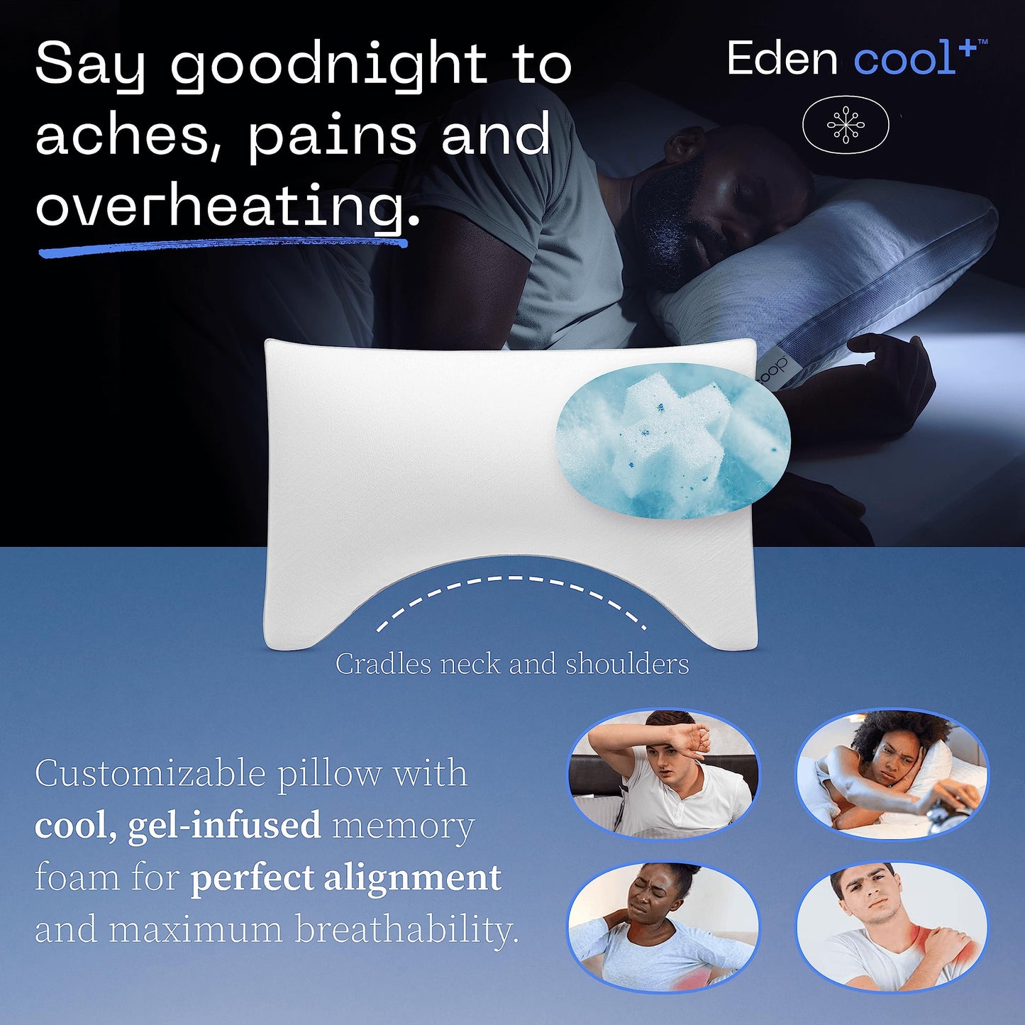 Coop Home Goods Cool+ Crescent Adjustable Pillow, Queen Size
