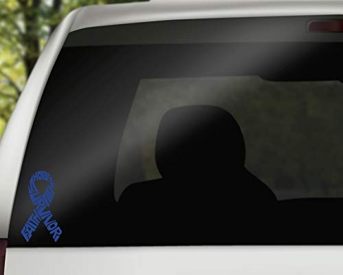 Survivor Colorectal Cancer Ribbon Decal, Blue 2.6 x 4.5 inch