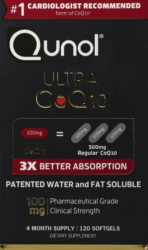 Qunol CoQ10 100mg Softgels, Ultra CoQ10 100mg, 3x Better Absorption, 120 Count
