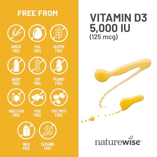 NatureWise Vitamin D3 5000iu (125 mcg) 200-Day Supply for Immune Support,(Mini Softgel), 200 Count