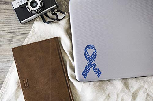 Survivor Colorectal Cancer Ribbon Decal, Blue 2.6 x 4.5 inch