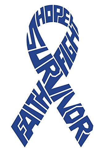 Survivor Colorectal Cancer Ribbon Decal, Blue 2.6 x 4.5 inch