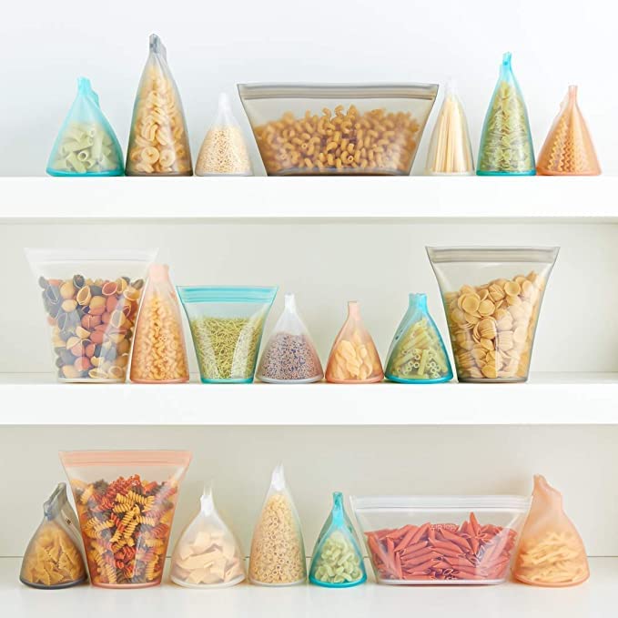 Zip Top Reusable Food Storage Bags | 3 Dish Set [Teal/Peach/Lavender]