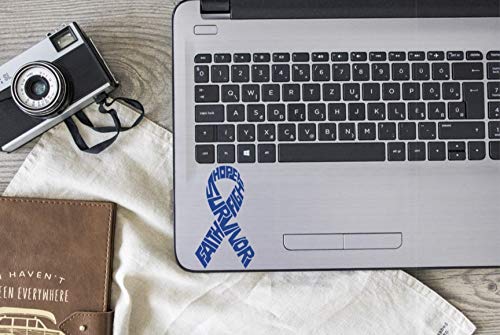 Survivor Colorectal Cancer Ribbon Decal, Blue 2.6 x 4.5 inch