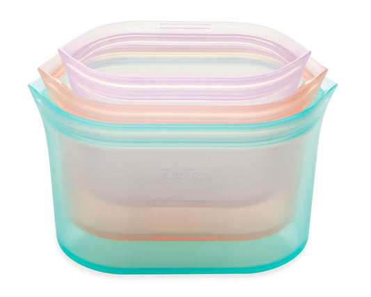 Zip Top Reusable Food Storage Bags | 3 Dish Set [Teal/Peach/Lavender]