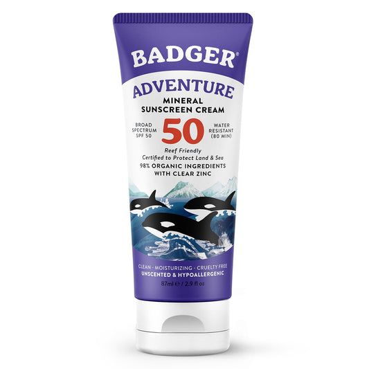 Badger Mineral Sunscreen SPF 50 with 98% Organic Ingredients& Zinc Oxide, Sport 2.9 fl oz