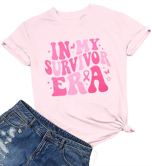 Breast Cancer Shirt Women Pink Ribbon Breast Cancer Awareness