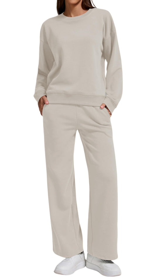 Women’s 2-Piece Oversized Sweatshirt and Jogger Sweatpants Tracksuit Set - Cozy