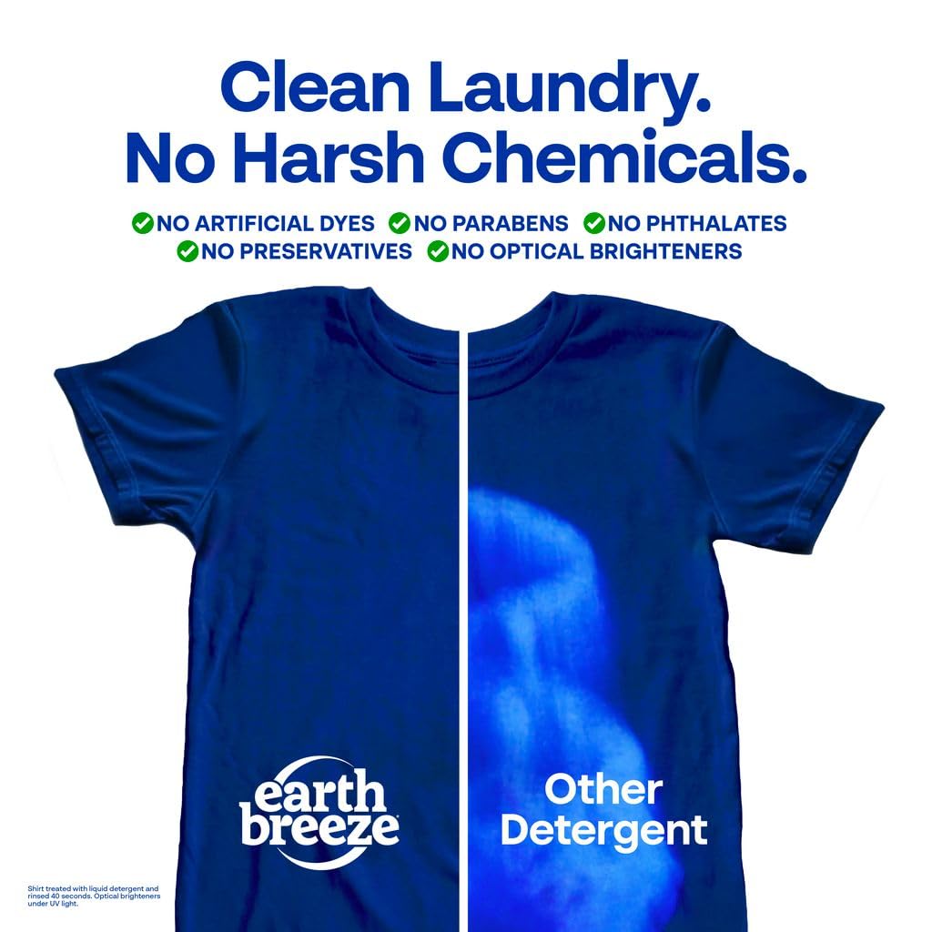 Earth Breeze Laundry Detergent Sheets Fresh Scent - 60 Loads Eco Liquidless Soap - Travel-Friendly for Hot & Cold Cycles, Tackles Tough Stains & Odors - Gentle on Skin, 30 Ct