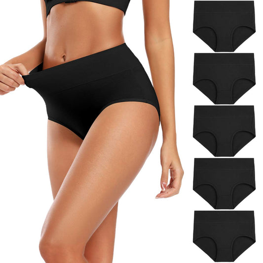 Molasus Women's Soft Cotton Underwear Briefs High Waisted 5 pack