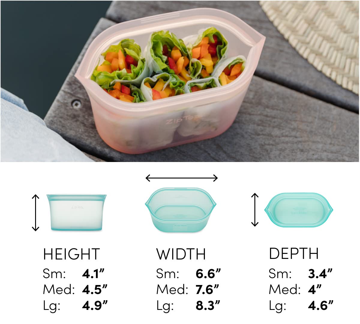Zip Top Reusable Food Storage Bags | 3 Dish Set [Teal/Peach/Lavender]