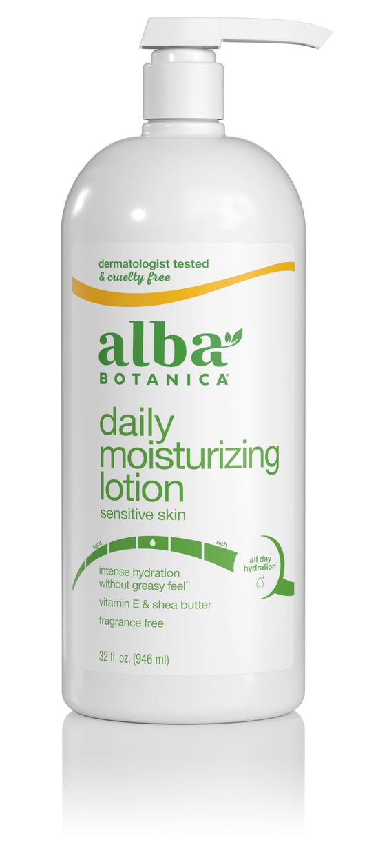 Alba Botanica Daily Moisturizing Lotion, Sensitive Skin, Fragrance Free, 32 Oz