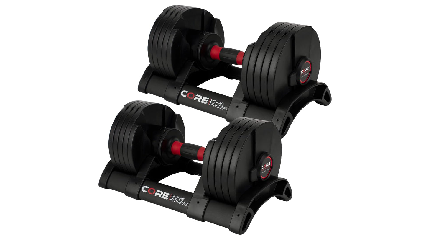 Core Fitness® Adjustable Dumbbell Weight Set By Affordable Dumbbells - Adjustable Weights - Space Saver - Weights - Dumbbells For Your Home -