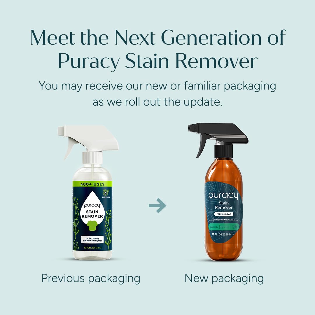 Puracy Stain Remover, Travel and Laundry Stain Cleaner for Clothes, Baby Essentials, Kids Stains, Oil and Fabric Spot Cleaner (Stain Remover Spray, 12 fl oz)