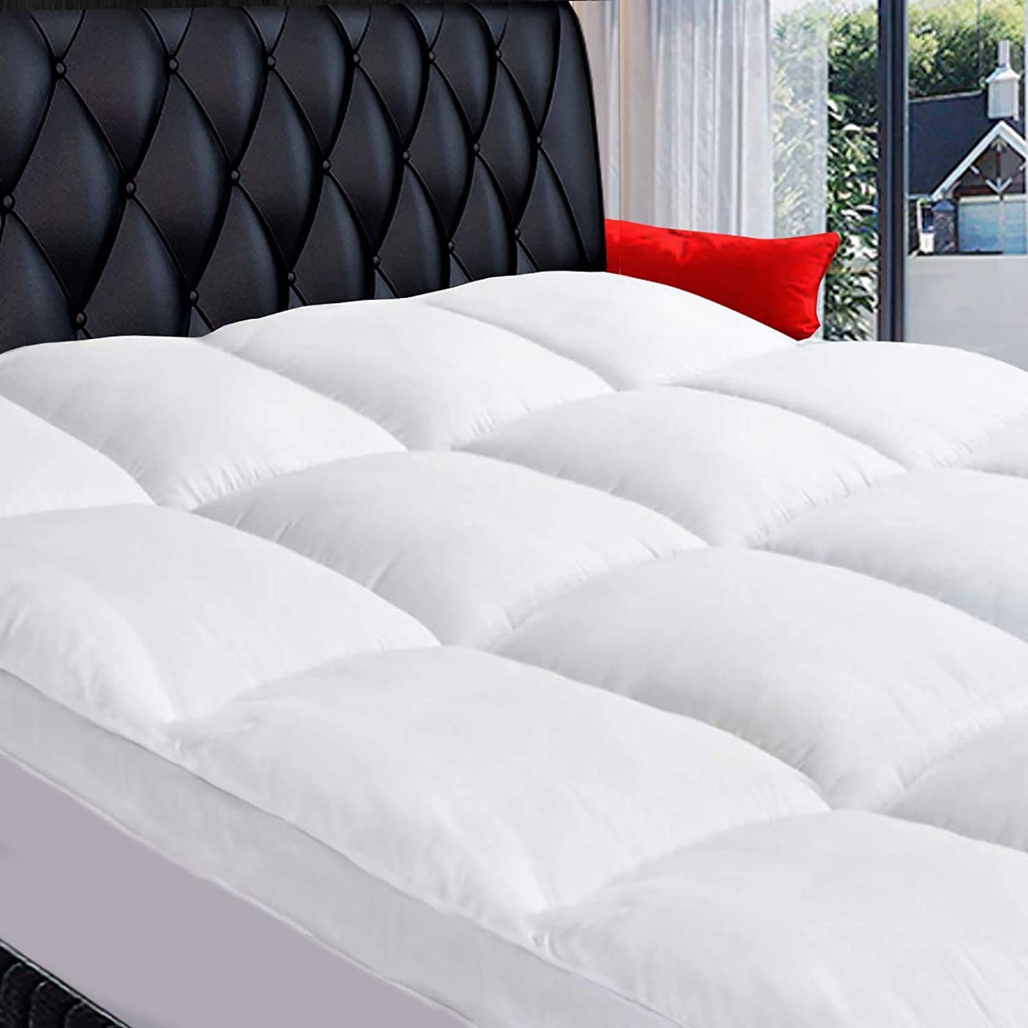 Queen Mattress Topper, Extra Thick Pillowtop, Cooling and Plush Mattress Pad Cover Cotton Top Bed Topper Protector with 8-21 Inch Deep Pocket