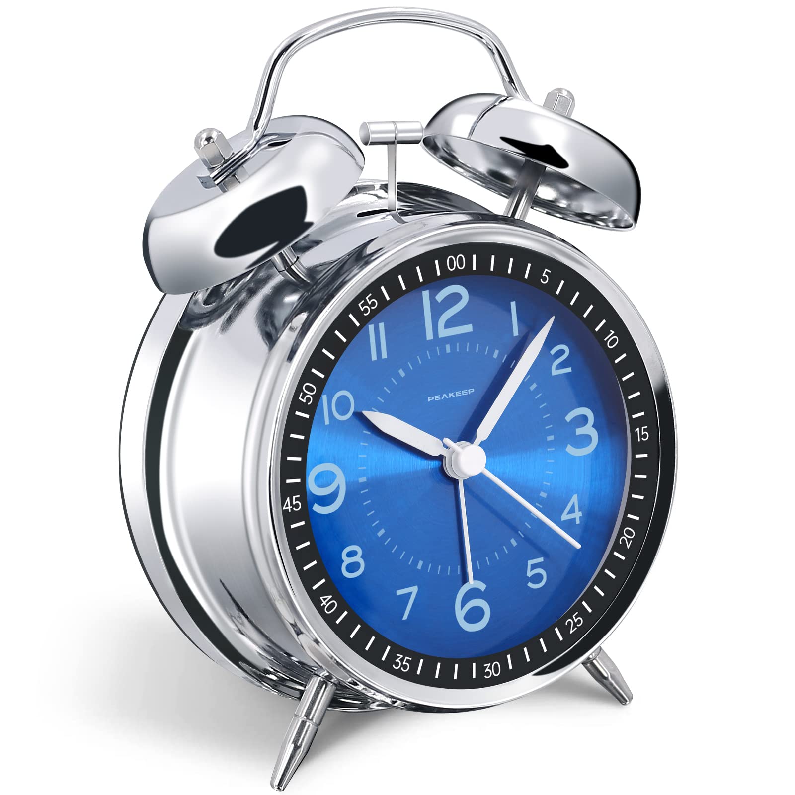 Peakeep Loud Alarm Clock for Heavy Sleepers Adults, Metal 4.5 Inches