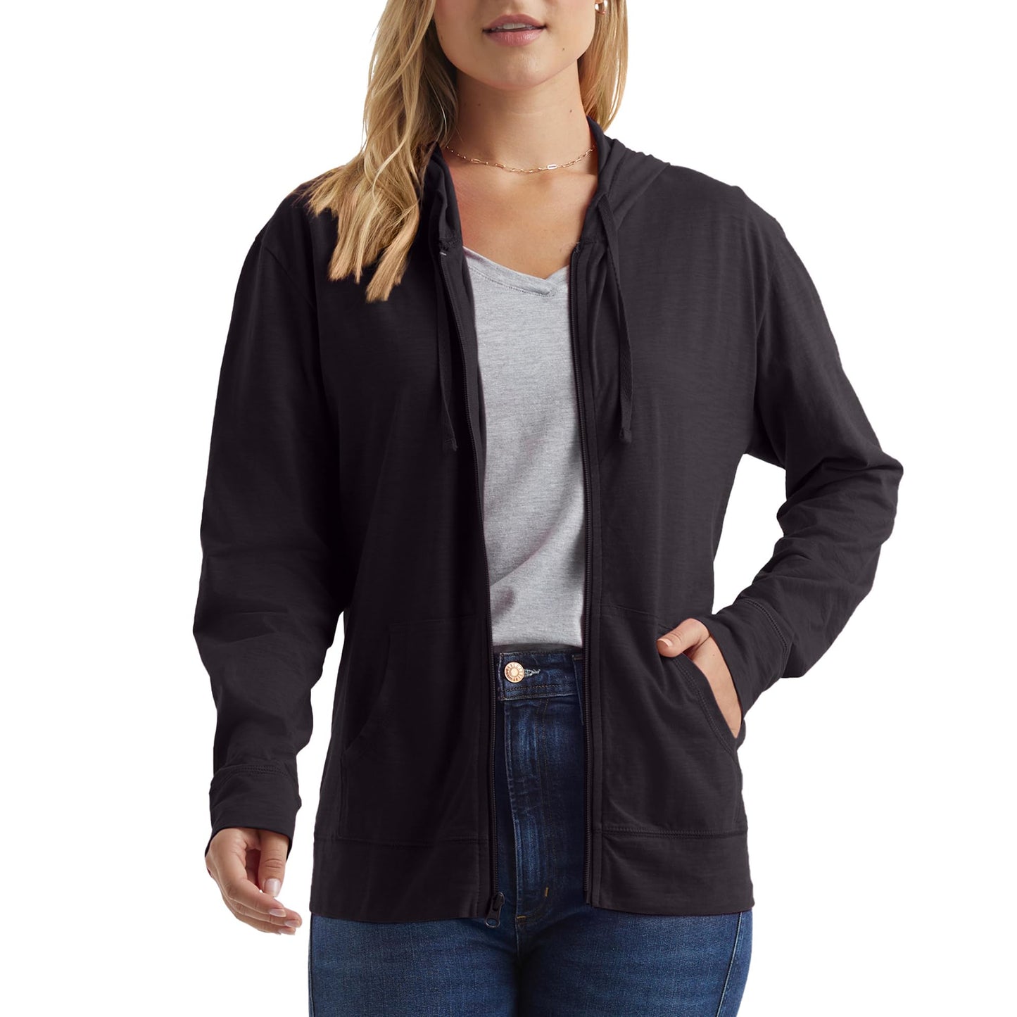 Hanes Womens Slub Knit Full-zip Hoodie
