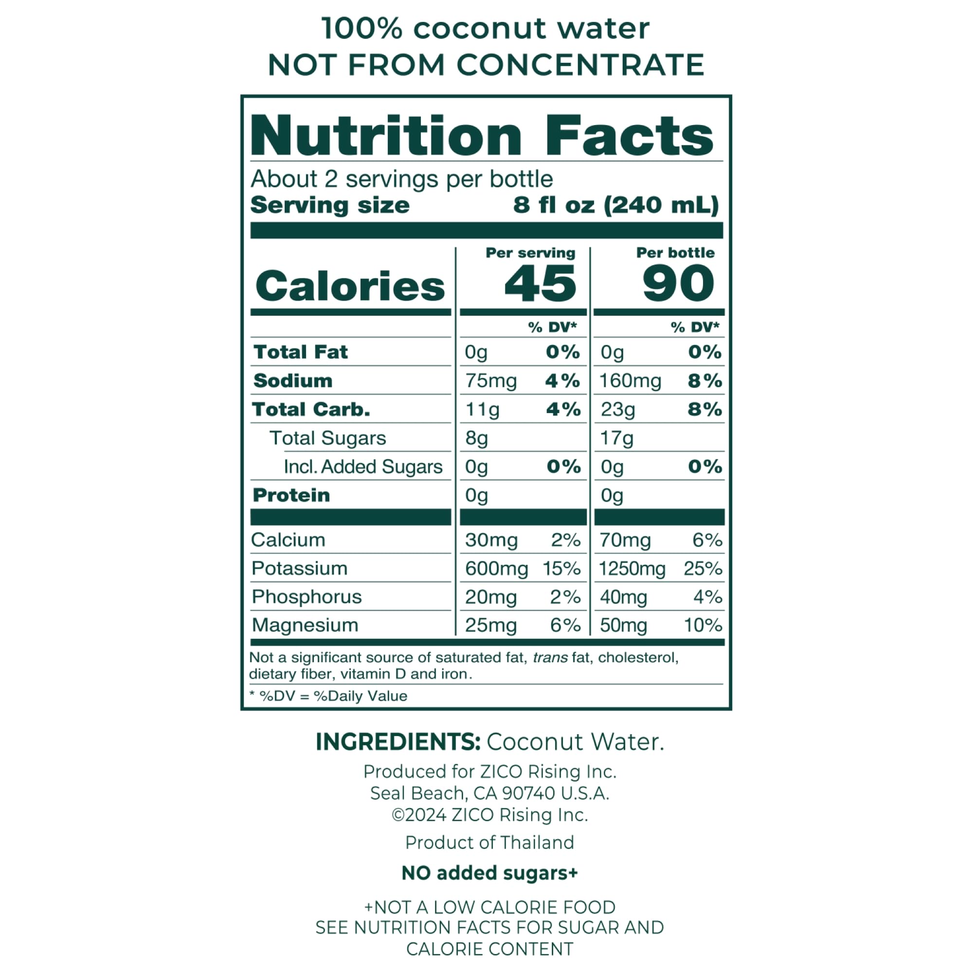 Zico 100% Coconut Water, NO added Sugar, Hydration with Electrolytes, 16.9 Fl Oz (Pack of 12)