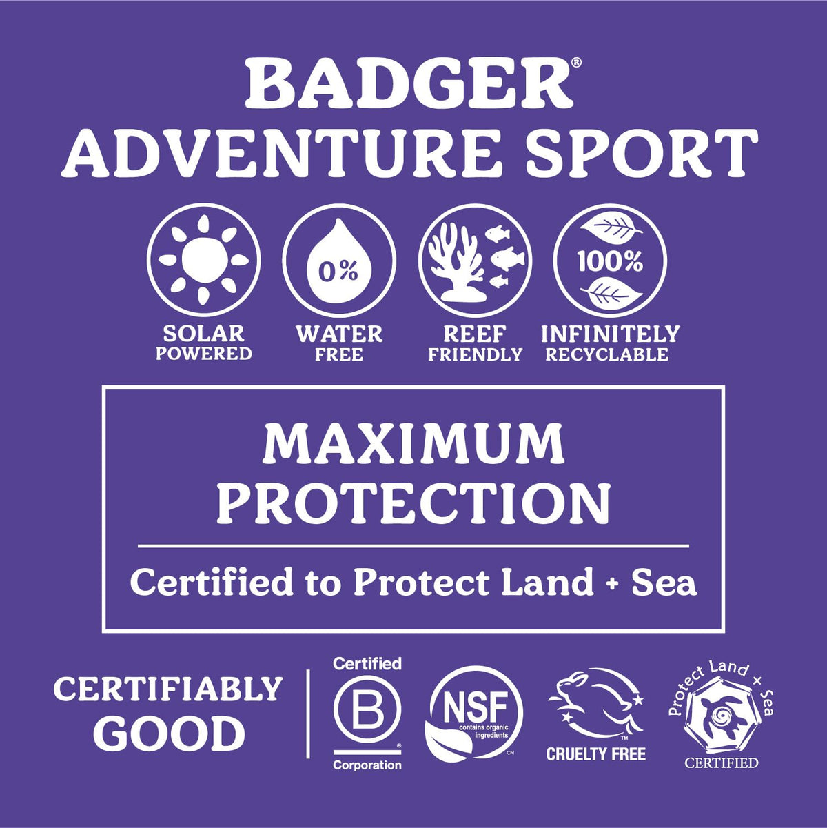 Badger Mineral Sunscreen SPF 50 with 98% Organic Ingredients& Zinc Oxide, Sport 2.9 fl oz