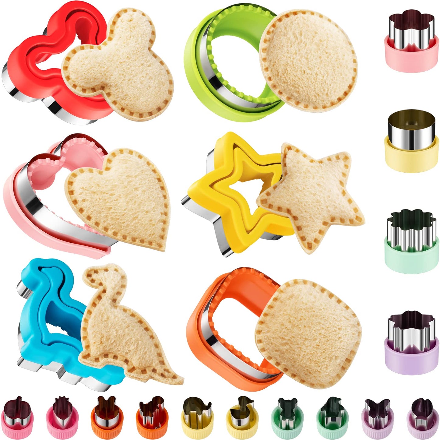 20Pcs Sandwich Cutter and Sealer Set for Kids
