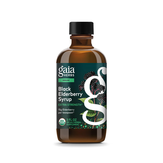 Gaia Herbs Black Elderberry(Sambucus Nigra) Syrup Extra Strength, 3 Fl Oz(18-Day Supply)