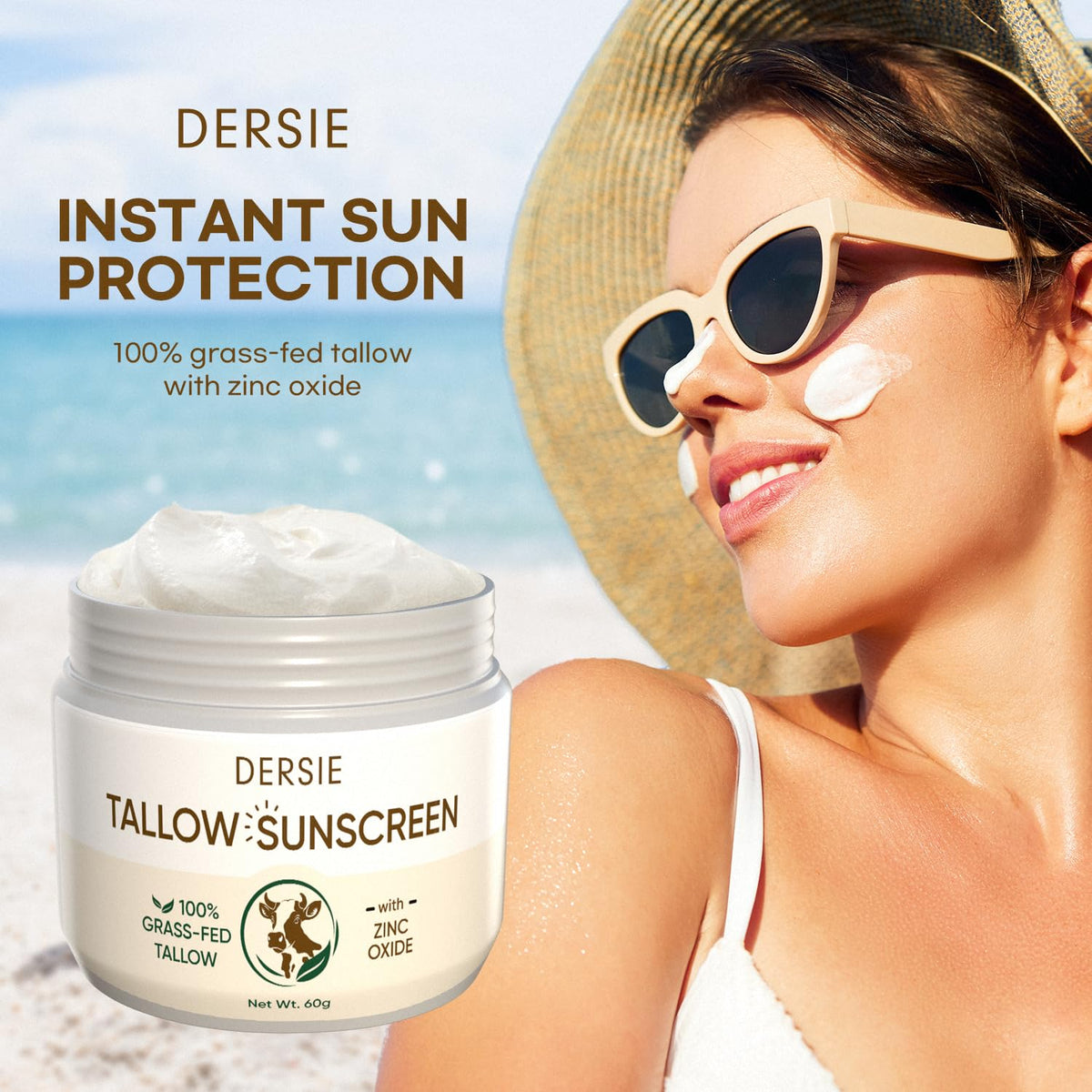 Beef Tallow Sunscreen with Zinc Oxide