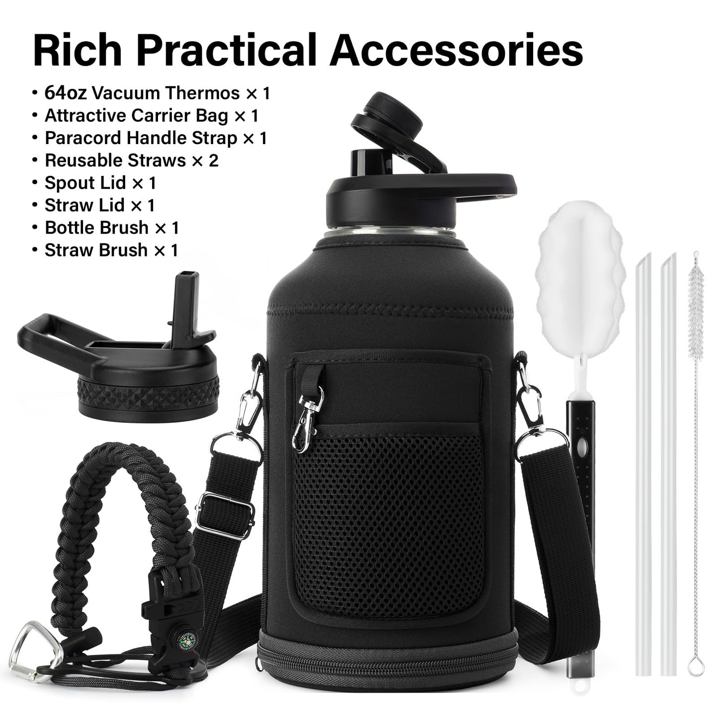 Insulated Stainless Steel Water Bottle,  BPA-Free 64 oz