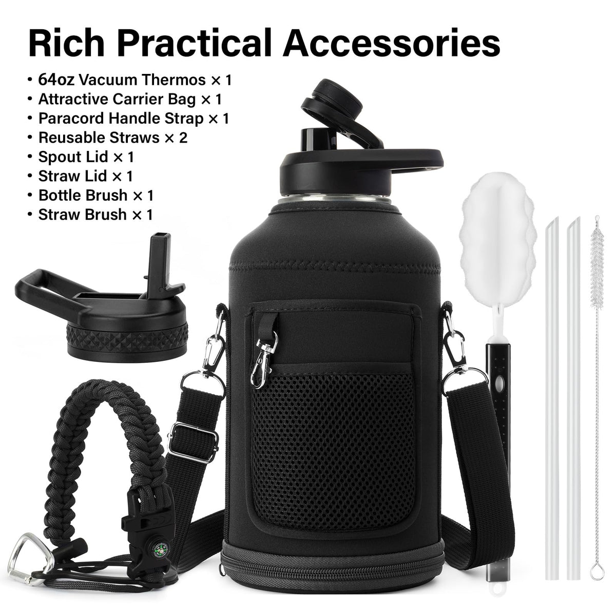 Insulated Stainless Steel Water Bottle,  BPA-Free 64 oz
