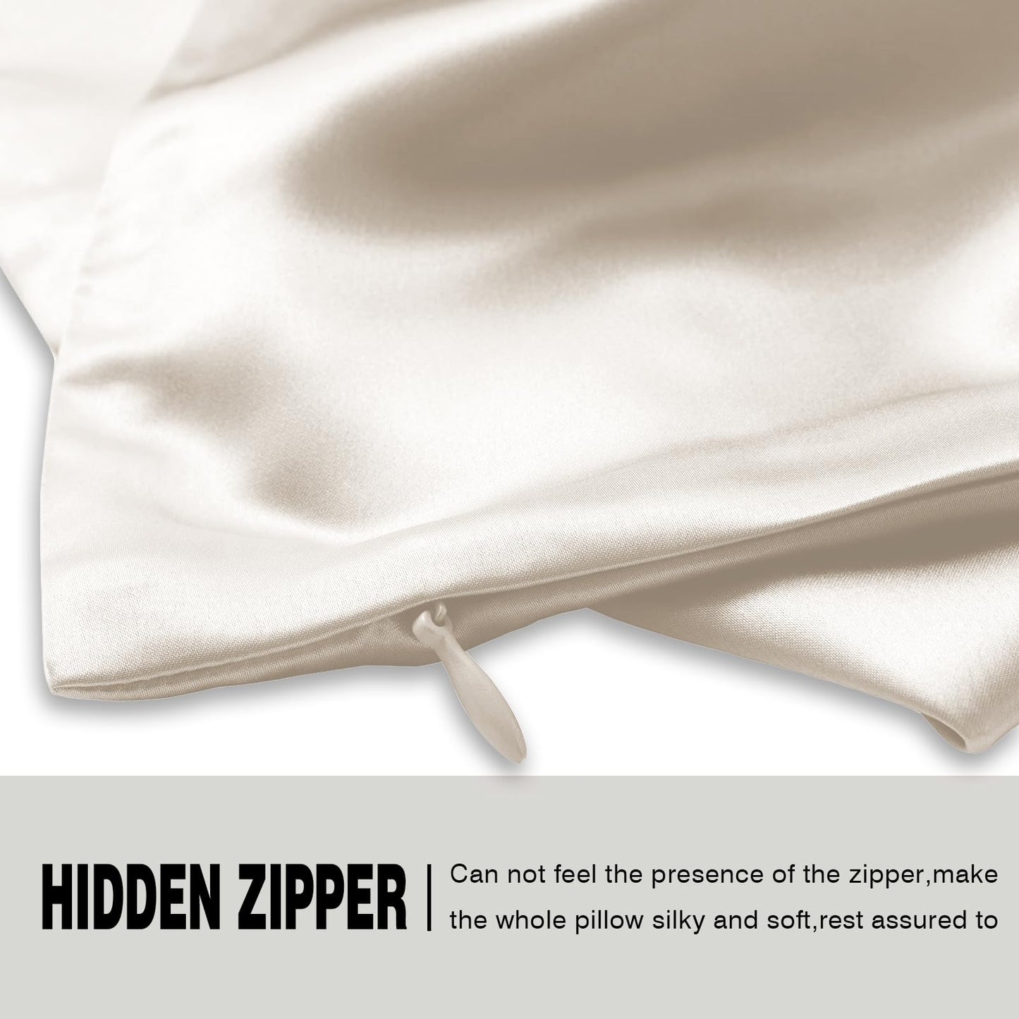 Mulberry Silk Pillow Cases Standard Size Silk Pillowcase with Zipper Soft Breathable Smooth Cooling Satin Silk Pillow Covers for Sleeping for Hair and Skin (Beige,20"X 26",1Pcs)