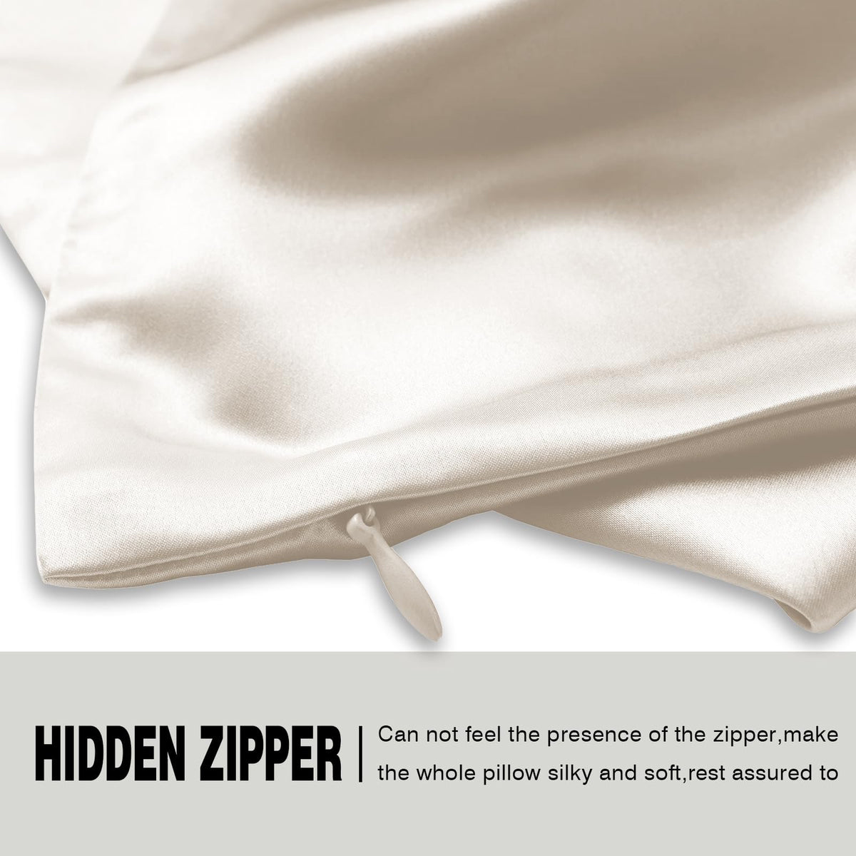 Mulberry Silk Pillow Cases Standard Size Silk Pillowcase with Zipper(Beige,20"X 26",1Pcs)