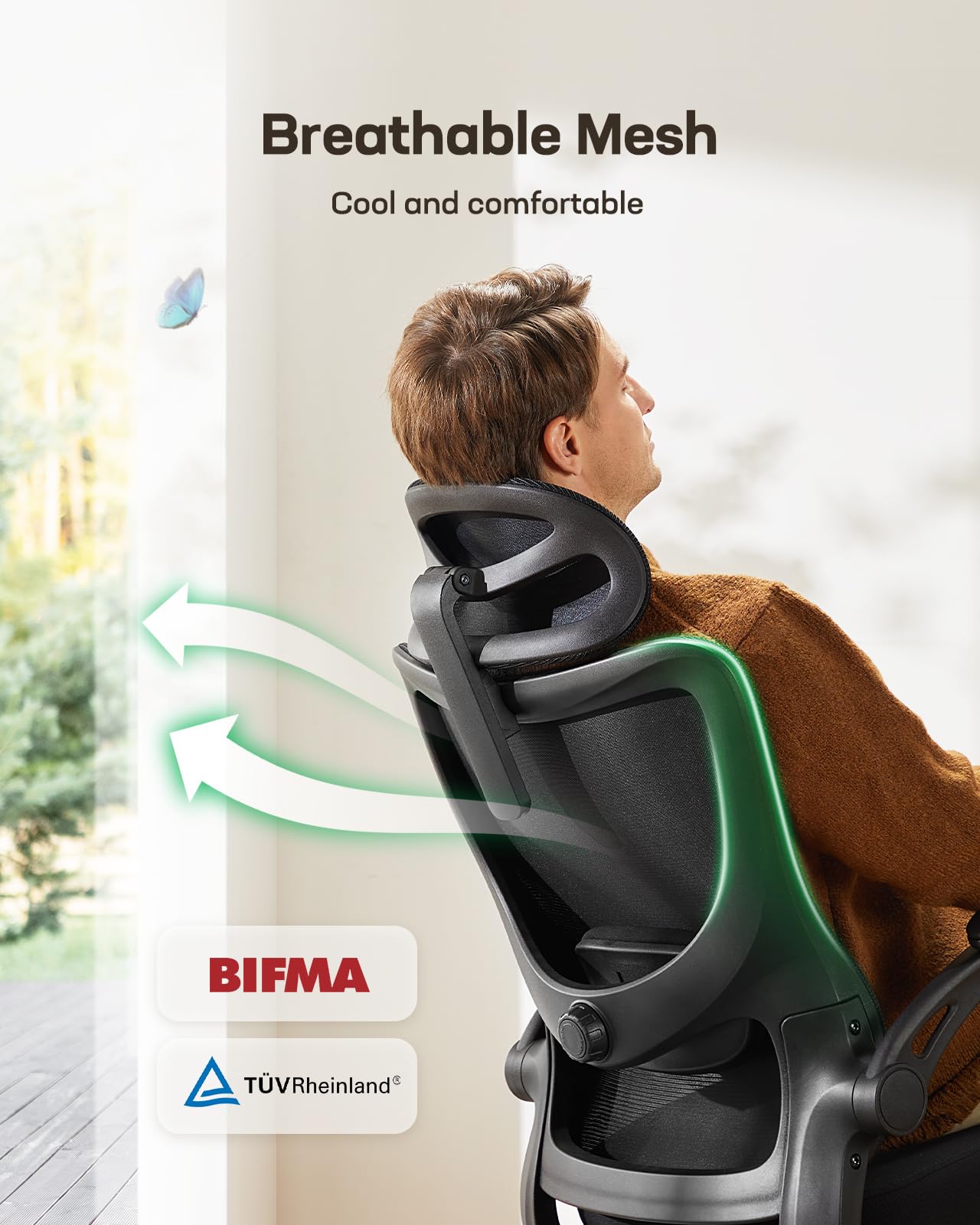 Marsail Ergonomic Office Chair: Office Computer Desk Chair with High Back Mesh and Adjustable Lumbar Support,3D Armrests and Headrest