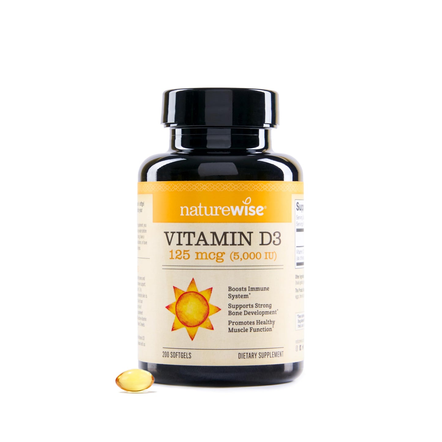NatureWise Vitamin D3 5000iu (125 mcg) 200-Day Supply for Immune Support,(Mini Softgel), 200 Count