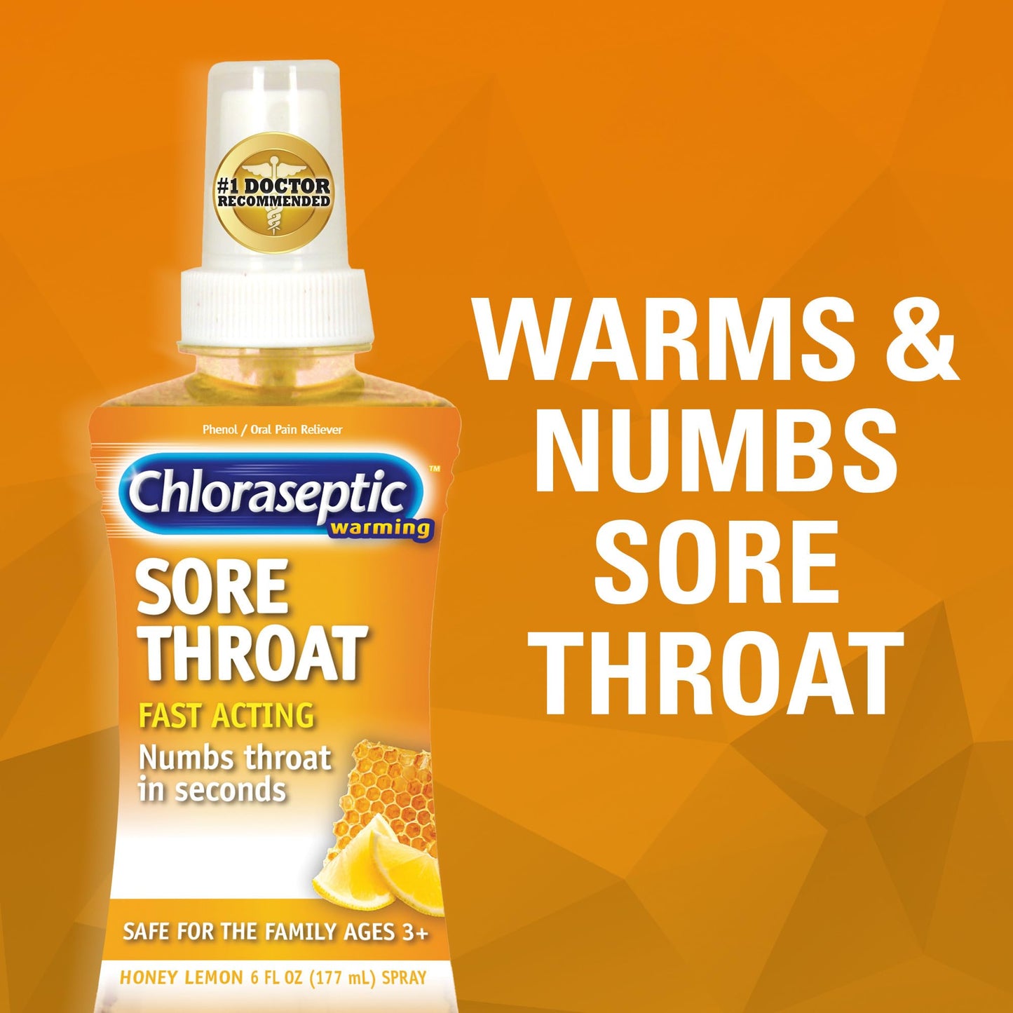 Chloraseptic Sore Throat Spray, Warming Honey Lemon Flavor, 6 fl oz