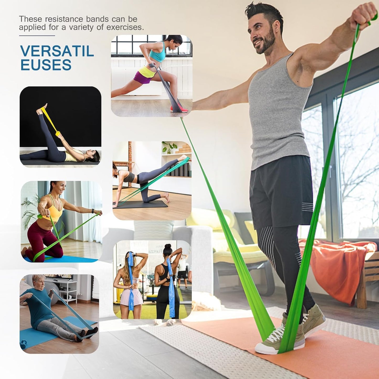 5 Pcs Professional Resistance Bands. Latex-Free, Elastic Band, Work Out Bands