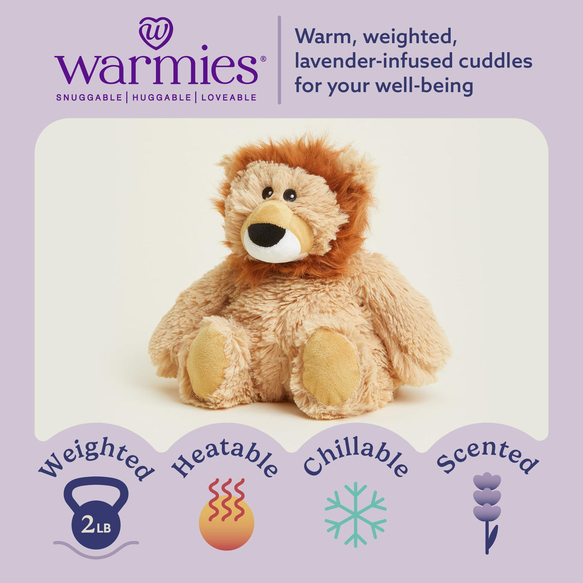 warmies Microwavable & Weighted Stuffed Animals, Lion - Heated Stuffed Animal Plushie