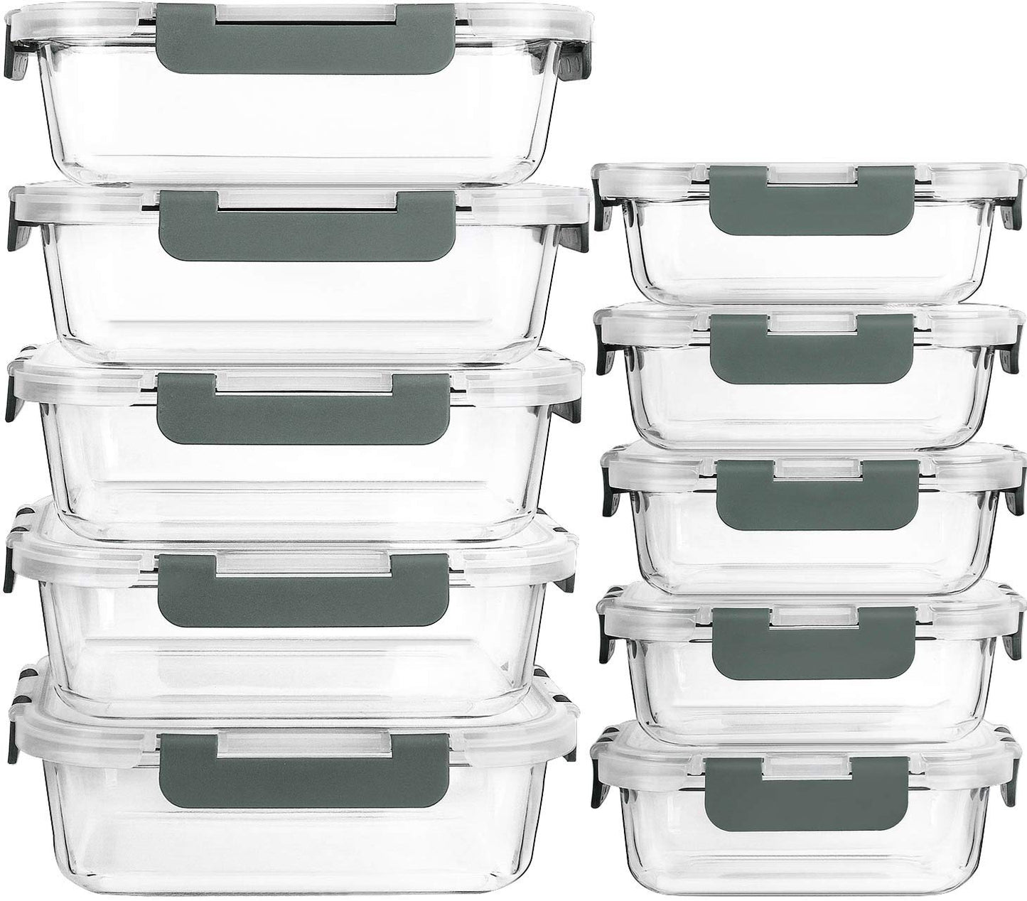 [10-Pack] Glass Meal Prep Containers with Lids