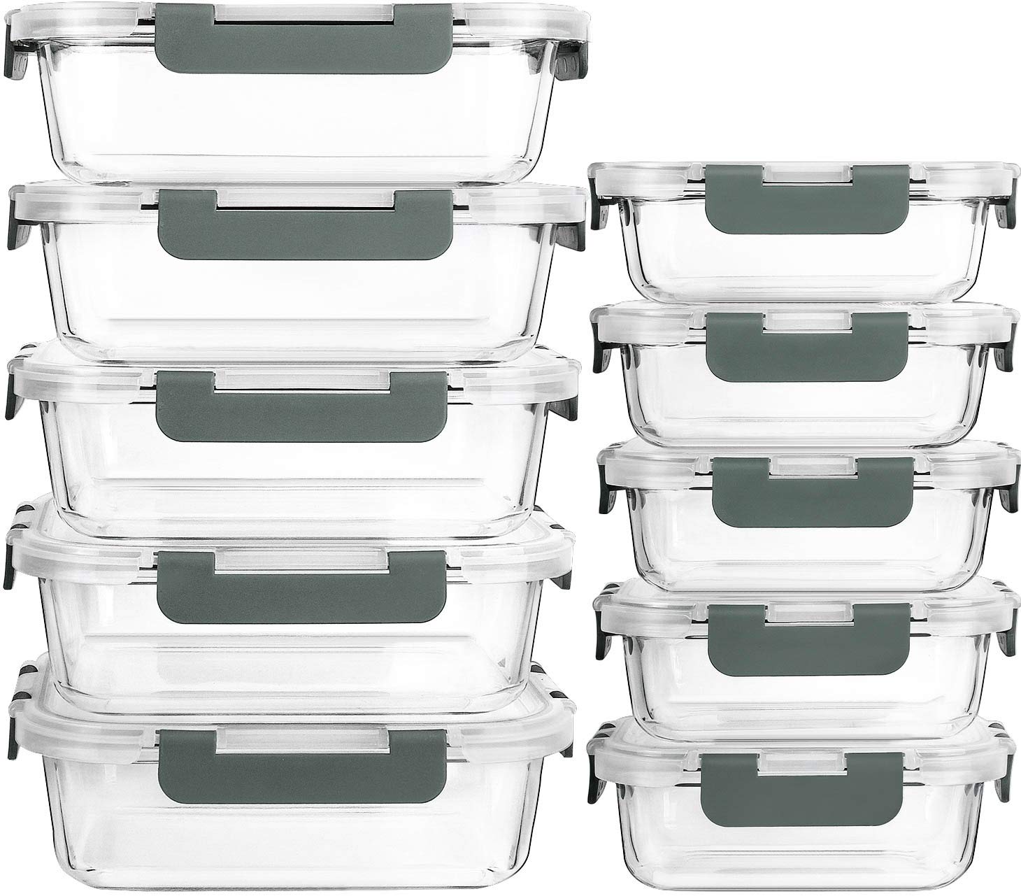 [10-Pack] Glass Meal Prep Containers with Lids