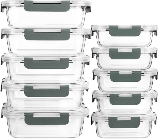 [10-Pack] Glass Meal Prep Containers with Lids