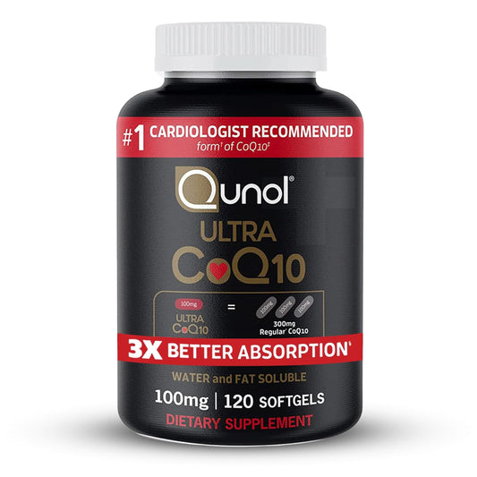 Qunol CoQ10 100mg Softgels, Ultra CoQ10 100mg, 3x Better Absorption, 120 Count
